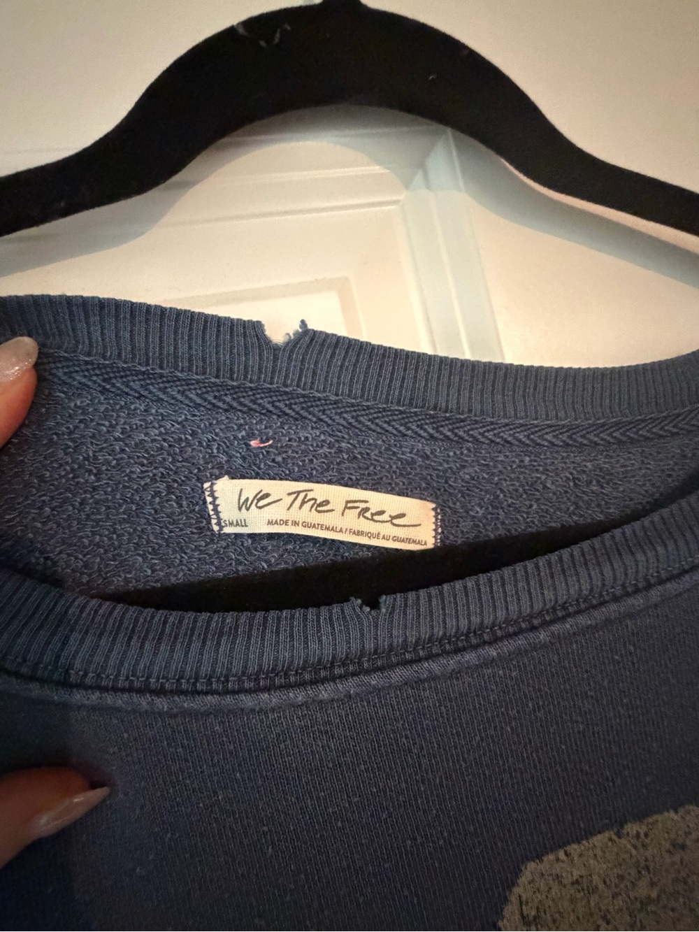 Free People Washed Navy Blue '13' Crewneck Sweatshirt - Picture 3 of 3